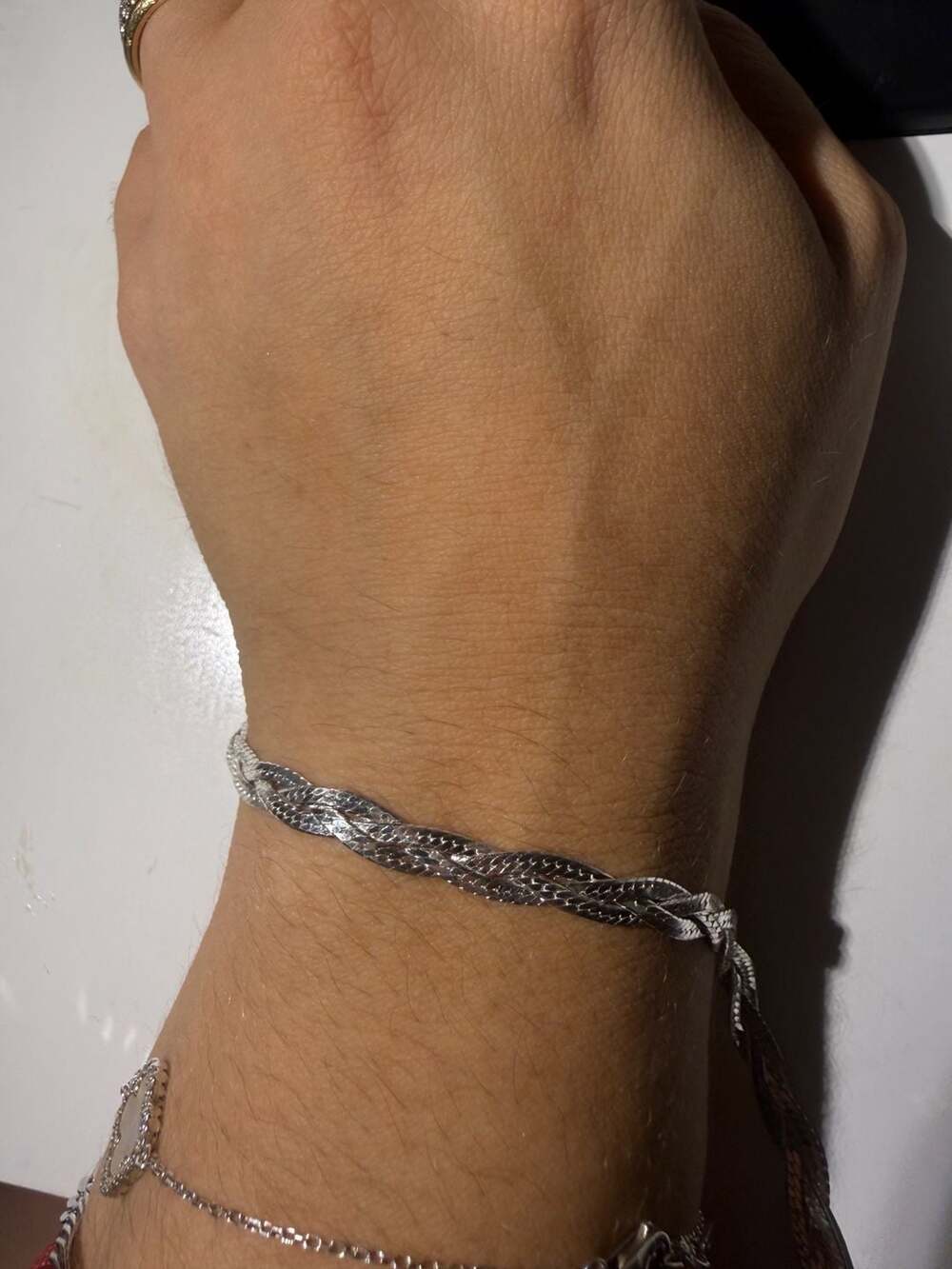 Sterling Silver Braided Herringbone Bracelet 925 Italy
